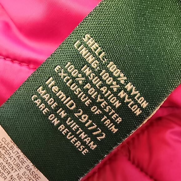 L.L.Bean Hot Pink Magenta Quilted Barn Jacket Cottagecore Prep L - Picture 8 of 8